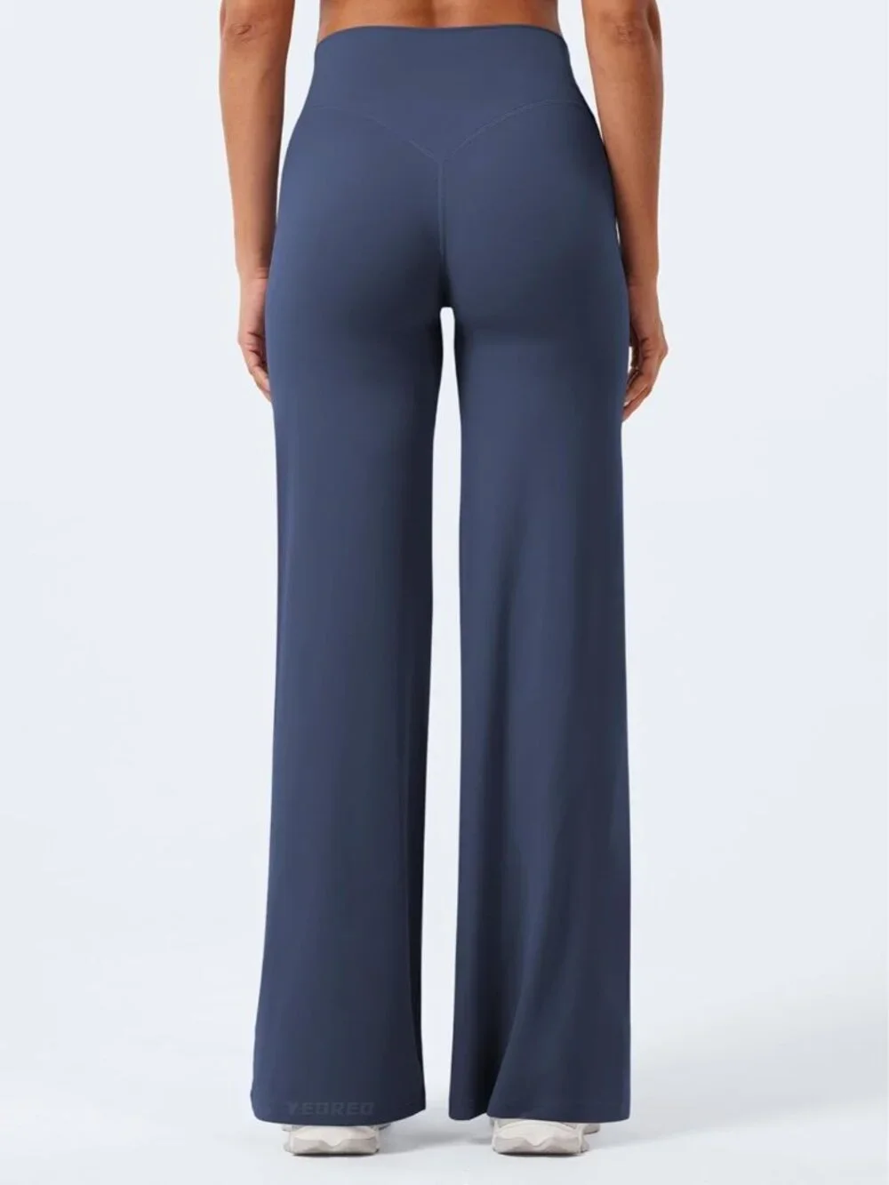 Women's Navy Blue No Front Seam Straight High Waist Imported Yoga Leggings - Picture 4 of 6